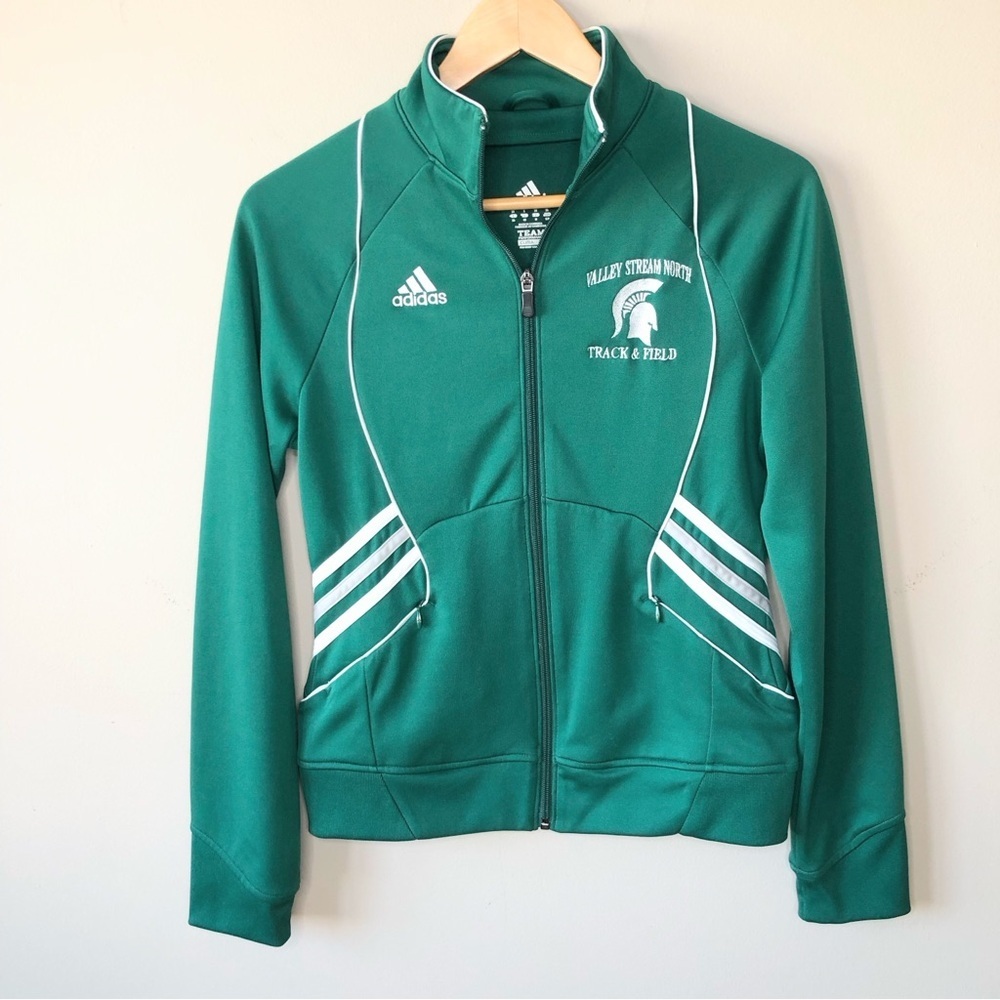 Adidas Kelly Green & White varsity jacket S